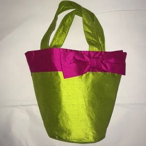 Sale! NWT silk pink & green tote bag lined purse